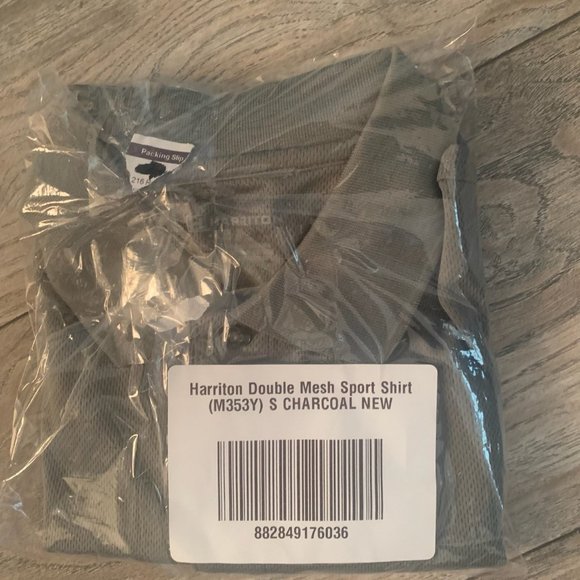 NWT HARRITON DOUBLE MESH SPORT SHIRT CHARCOAL SMALL, LARGE & XL - Picture 4 of 10